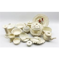 Quantity of Leeds and other creamware including T G Green tea pot, Royal Creamware limited edition plate, sauce tureen, pot pourris etc