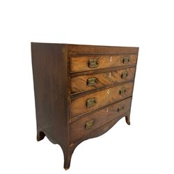 Early 19th century mahogany chest of drawers, fitted with four graduated drawers, raised on splayed supports 
