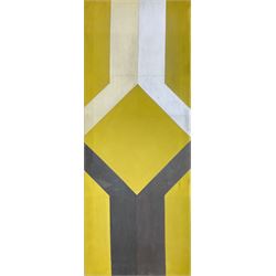 Colin Frederick Crumplin (British 1946-): Geometric Composition in Yellow and Black, oil on canvas signed and dated April '66 verso 109cm x 43cm