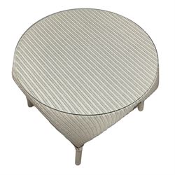 Lloyd Loom by James Brindley - circular occasional table in light finish with glass top 