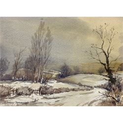C Stanley Desborough (British 20th century): Winter and Autumn Landscapes, pair watercolours signed 26cm x 36cm (2)