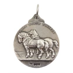 Silver 'Shire Horse Society' pendant medallion by Mappin & Webb, Birmingham 1921