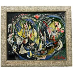 Brigitte Buscail-Lipsky (French 20th Century): 'Sailing in the Waves' and 'Pandauus', two abstract mixed medias on canvas signed with one dated 2009, titled and inscribed verso 49cm x 60cm (2)