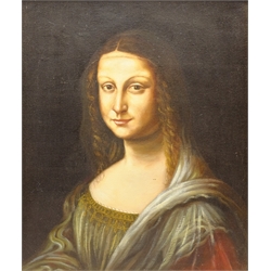 Italian School (20th century): Portrait of a Lady, overpainted print on canvas 54cm x 45cm