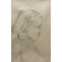 English School (18th century): Side Profile Portrait of a Young Girl, pencil sketch on paper unsigned, other sketches verso 19cm x 12cm