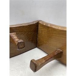 Yorkshire oak - adzed oak shaped corner coat rack with seven hooks, 84cm x 51cm 