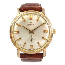 Zenith gold-plated and stainless steel gentleman's manual wind wristwatch, cal. 254, back case No, 122D338, on brown leather strap