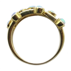 Silver-gilt multi opal set ring, stamped sil