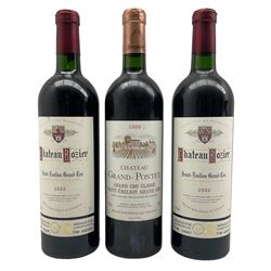 Two bottles of Château Rozier Saint-Emilion Grand Cru, 2000, 75cl 12.5% vol and one bottle of Château Grand-Pontet Saint-Emilion Grand Cru, 1999, 750ml 13% vol  (3)