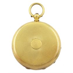 19th century 18ct gold cylinder pocket watch, gilt dial with Roman numerals, stamped 18K
