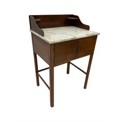 Early 20th century mahogany marble top washstand, fitted with two cupboards
