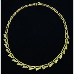 9ct gold abstract design link necklace, stamped 375, approx 16.1gm