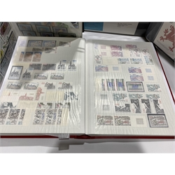 Two stock books of stamps, one containing World stamps collected around the theme of animals and birds, the other containing French stamps dating from the 1940s to the 1990s and a folder of first day covers and presentation packs 