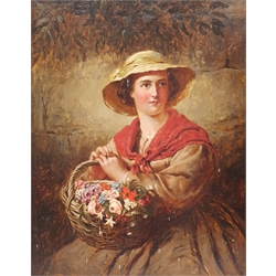 Hamilton Jay (British exh.1880-1913): 'The Flower Girl', oil on canvas signed 45cm x 35cm