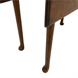 19th century oak gate-leg drop leaf table, rectangular top fitted with single fruitwood fronted frieze drawer, raised on tapering supports terminating in pad feet