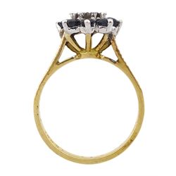18ct gold sapphire and diamond cluster ring, London 1974 