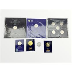 Isle of Man Peter Pan fifty pence coin collection, H.M. The Queen's Coronation 65th Anniversary 1953-2018 fifty pence collection, The Official ICC Cricket World Cup 2019 fifty pence, other Isle of Man coins, Bailiwick of Guernsey Supersonic Concorde 50th Anniversary fifty pence collection etc (7)