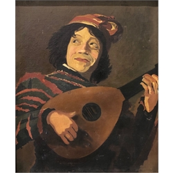  Continental School (20th century): The Lute Player, oil on canvas unsigned 53cm x 45cm  