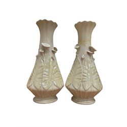 Pair of Belleek Calla Lily vases (7th mark) H34cm 