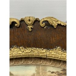 Early 20th century oak and parcel-gilt frame, the pierced and trailing foliate edge with stylised acanthus leaf decoration, gilt slip in egg and dart pattern with extending scrollwork, with print of classically draped maiden and doves after Sydney Kendrick, aperture 58cm x 69cm