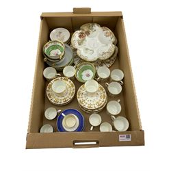 Hammersley gilt decorated coffee cans and saucers, Grafton coffee cans and saucers, pair of Limoges oyster plates, Buckingham Palace plate etc