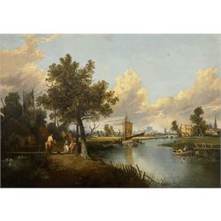 Joseph Paul (British 1804-1887): View of Norwich from River Wensum with Castle and Cathedral in Distance, oil on canvas unsigned, attributed to on frame 88cm x 125cm
