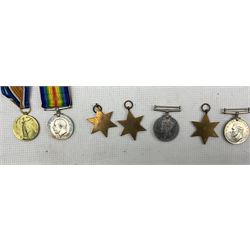 World War 1 medal pair comprising war and victory medals, to '39155 PIE.T.HOPE.LEIC.R.' together with five World War 2 medals encased in box to, 'O.H.M.S W HOPE'