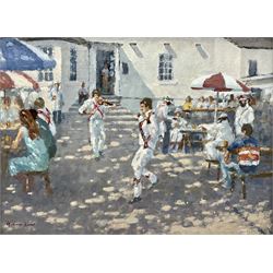 William Burns (British 1923-2010): 'Thames-Side Pub - Morris Dancers', oil on board signed, titled verso 29cm x 39cm
Provenance: direct from the family of the artist