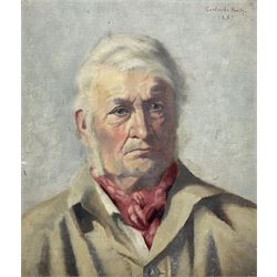 Gertrude Massey (née Seth) (British 1868-1957): Portrait of a Victorian Countryman in Red Neck Scarf, oil on canvas signed and dated 1887, 34cm x 29cm