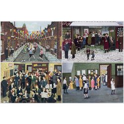 Tom Dodson (British 1910-1991): 'Nitty Nora' 'In the Vault' 'Coronation Day' and Winter Fair, set four limited edition colour prints blindstamped and numbered in pencil, two signed max 35cm x 28cm (4)