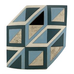 Ben Arnup (British 1954-): stoneware trompe l'oeil angular form sculpture, signed and numbered beneath, H33.5cm x W34cm approx