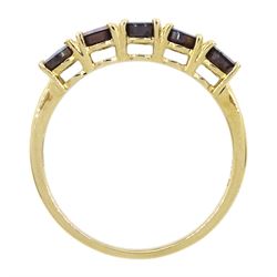 9ct gold five stone opal triplet ring, hallmarked 