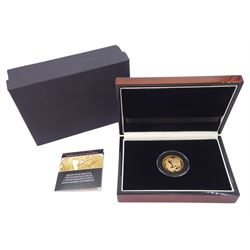 Queen Elizabeth II 2012 gold double sovereign coin, with London Mint Office certificate and case