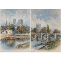 George Fall (British 1848-1925): Old Wye Bridge - Hereford and Marygate Tower - York, pair watercolours signed 19cm x 14cm (2)