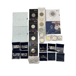 Queen Elizabeth II five pound coins, including 2012 'The Queen's Diamond Jubilee', 2013 'HRH Prince George of Cambridge' brilliant uncirculated in card folder, other examples in folders or on cards and various loose examples