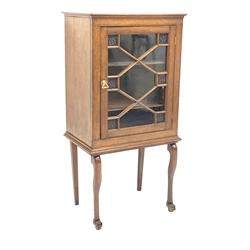 Late 19th century and later walnut cabinet on legs enclosed by single astragal glazed door, W67cm, H132cm, D45cm