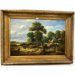 Continental School (Late 20th century): Farm landscape with cottages, oil on canvas unsigned 60cm x 90cm