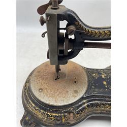 Early 20th century Jones cast iron sewing machine 'The Lightning Hand Machine'