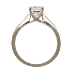 18ct white gold single stone princess cut diamond ring, hallmarked, diamond approx 0.80