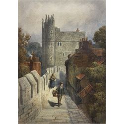 Thomas 'Tom' Dudley (British 1857-1935): Monkbar from the City Walls - York, watercolour signed 24cm x 17cm