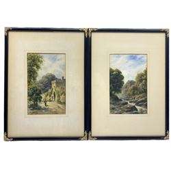 Thomas 'Tom' Dudley (British 1857-1935): 'Ripley Castle' and 'The Strid - Bolton Abbey', pair watercolour sketches signed and titled 24cm x 15cm (2)