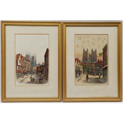 Wilfred Bosworth Jenkins (British 1857-1936): Petergate and York Street, pair watercolours signed 27cm x 18cm (2)