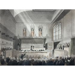 Thomas Rowlandson (British 1757–1827): 'Court of Kings Bench - Westminster Hall', engraving with hand colouring pub. Ackerman 1808, 20cm x 26cm