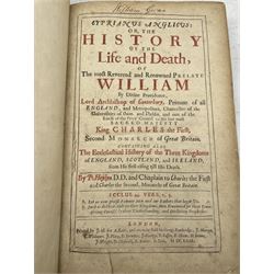 William Cave - Apostolici or History of the Lives, Acts, Death and Martyrdoms pub. 1677 in full calf, title page missing etc, Lewis Ellies du Pin - New History of Ecclesiastical Writers, volume three pub 1693, full calf and P Heylyn-Life and Death of William Archbishop of Canterbury pub 1671, full calf (3)