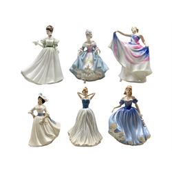 Six Royal Doulton figures comprising Brianna, Liberty, Margaret, Southern Bell, Melissa and Finishing Touch (6)