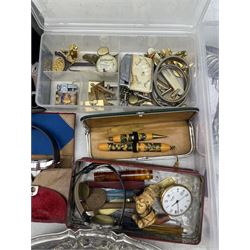 Wrist and pocket watches, sugar tongs, cufflinks, pens and other miscellaneous items