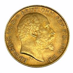 King Edward VII 1908 gold half Sovereign coin