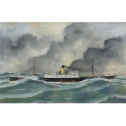 English School (Early 20th century): 'SS Star of Ireland' - Ship's Portrait, gouache indistinctly signed 39cm x 62cm