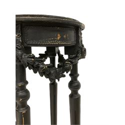 Small French style lamp table, in distressed black paint finish