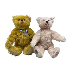 Two Steiff bears 'The Golden Jubilee Teddy Bear' 35cm and 'Queen Mother Bear' rose 38cm, limited of 2002 pieces with certificates (2)